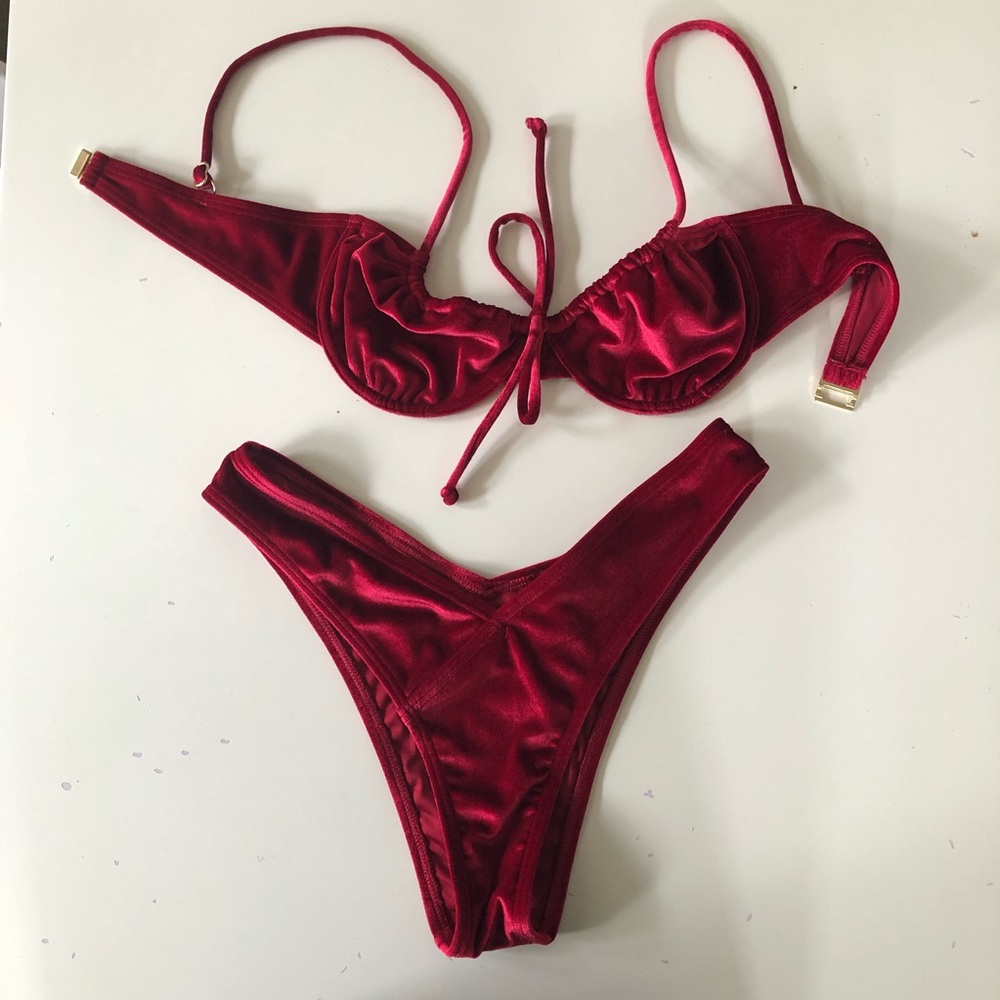 South Beach red velvet bikini size M/EU 38/US 6
